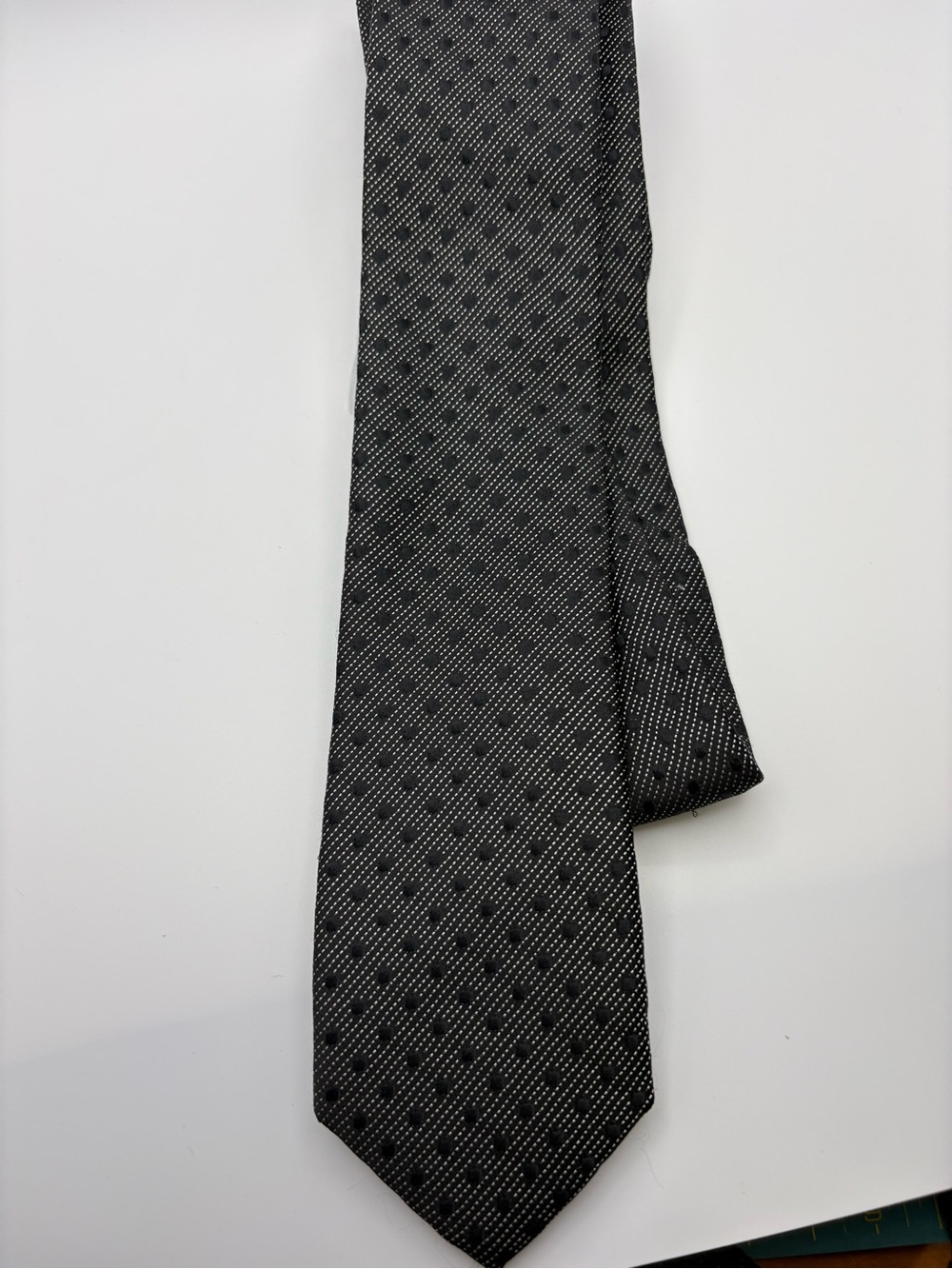 Imani Uomo Men's 100% Silk Tie, Black Silver Micro Dot 62" x 2 1/2" Extra Long